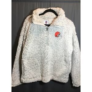 NFL Women's Cleveland Browns Sherpa Quarter-Zip Pullover Jacket Nwt